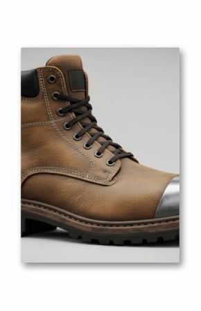 Brown Leather Steel Toe Work Boot - Industrial Safety Footwear