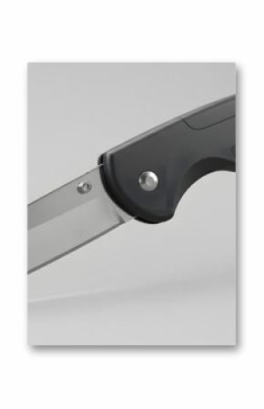 Sleek Black Folding Knife with Silver Blade - Stock Photo