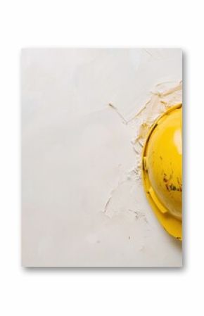 Yellow Hard Hat on Textured White Surface, Safety Equipment for Construction, Workplace