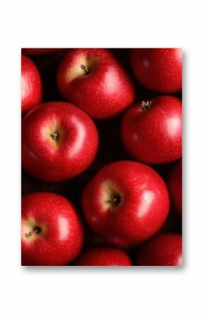 Top view of red apples with close up in full frame, fresh and shiny, healthy food concept