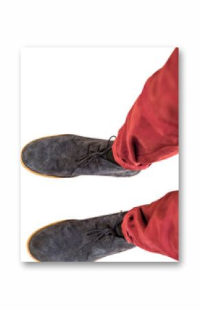 Low section of man wearing shoes