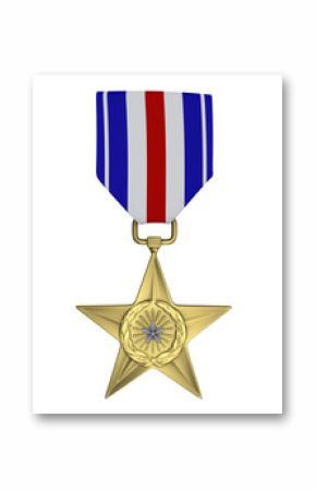 3d render Silver star medal