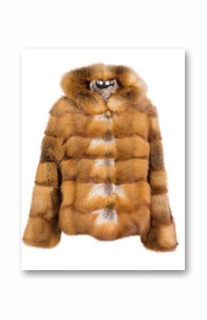 Real foxy fur coat isolated on white background