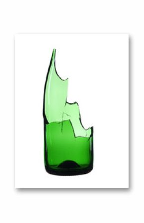 Broken bottle green isolated on white background
