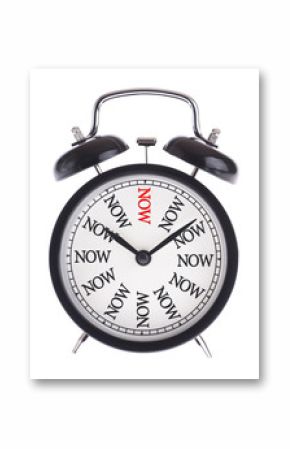 Alarm clock with the word Now