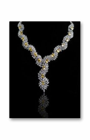 diamonds necklace shot against a black background