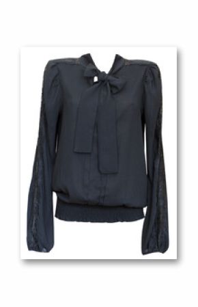 Elegant vintage fashion black blouse isolated on white.