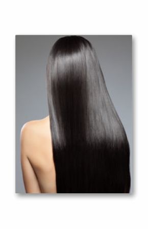 Woman with long straight shiny hair