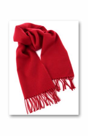 Red winter scarf isolated white background photo