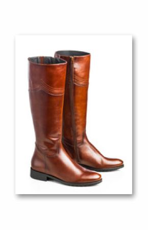brown leather high boots