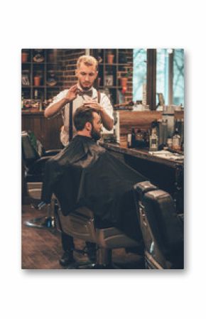 Barber at work.