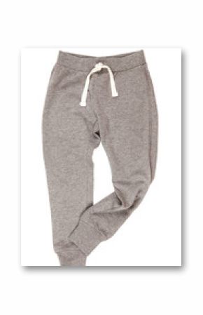 Grey sports trousers on a white background. Clothing. Sport