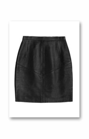 black leather pencil skirt, isolated on white background