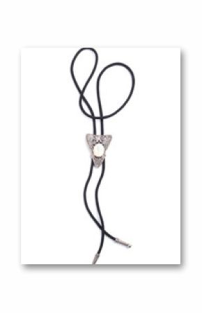 silver bolo tie on white