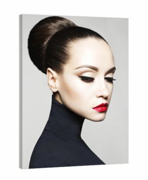 Beautiful elegant woman in black turtleneck