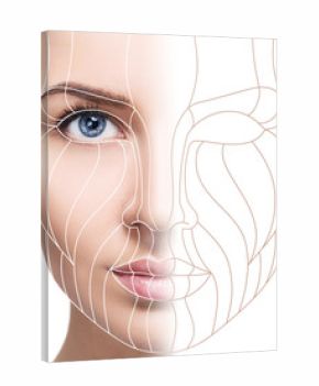 Graphic lines showing facial lifting effect on skin.