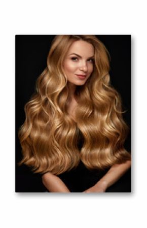 Long Blonde Hair. Woman With Wavy Hairstyle, Beauty Face