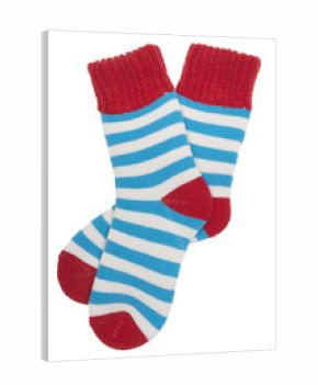 woolen striped socks isolated on white