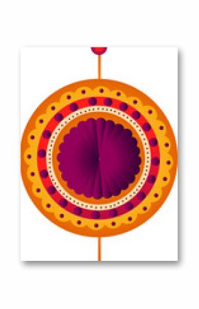 showing hanging vector ornament with concentric ring dots and beaded string on transparent backdrop