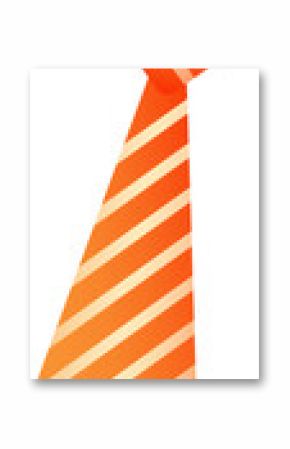 Orange striped necktie being shown in flat vector, with gradient shading on transparent background