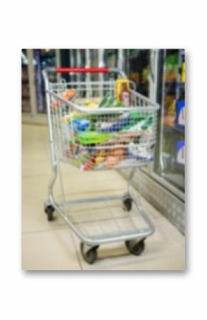 Shopping cart amidst refrigerator