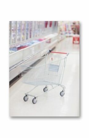 Empty shopping cart at supermarket