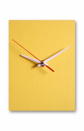 Yellow papery clock dial with moving second hand