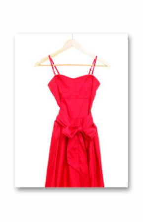 Red dress on hanger isolated