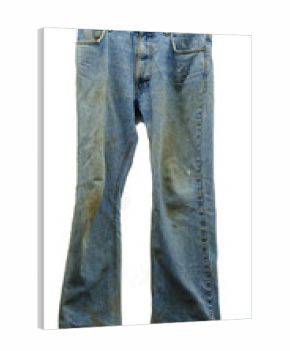 Muddy jeans on a clothesline