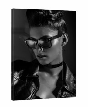 beautiful punk woman model wearing sun glasses