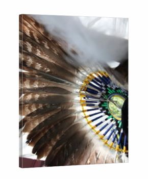 Authentic feathered war bonnet, north american indian tribe and first nations in Canada