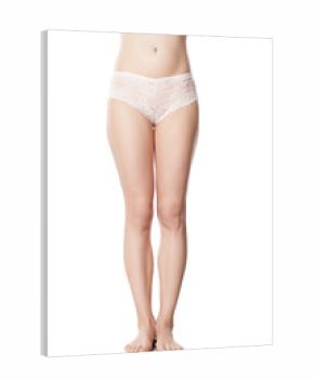 female bare legs and  hips in a white thong