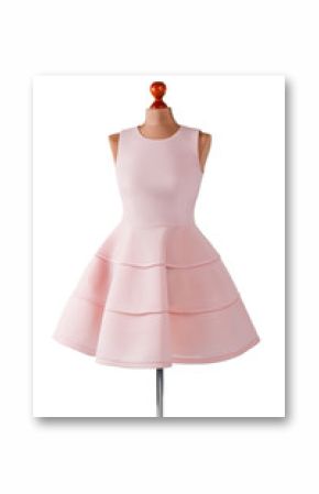 Short salmon dress with folds. Female mannequin in salmon dress. Girl's custom made prom dress. Last summer dress in stock.
