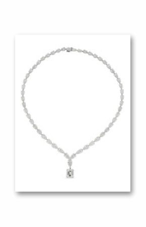 Gorgeous Emerald and Teardrop Cut Diamond Necklace