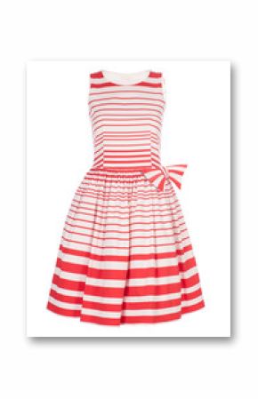 White with red retro dress isolated on white background