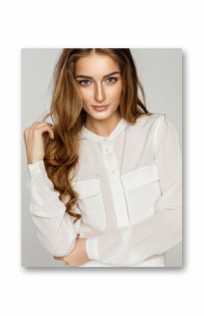 Beauty portrait of female face with natural skin