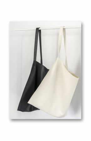 Minimal bag hanging on white background