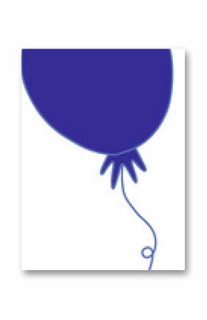 Stylized flat design helium balloon is floating on transparent background with looping string