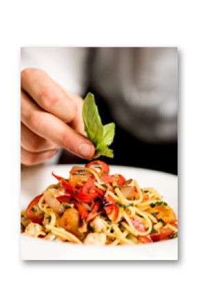 Final touch for pasta salad.