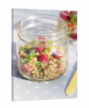 Quinoa with raspberries.