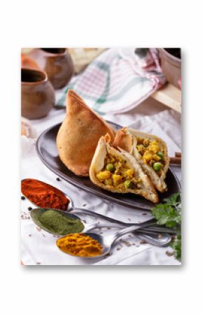 delicious sliced indian samosa