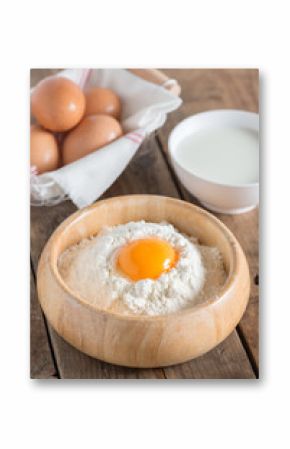 Egg yolk in the flour.