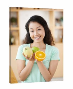 Woman with fresh fruits