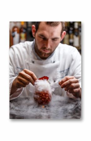 Fruit soup with dry ice