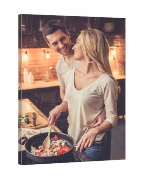 Beautiful couple cooking