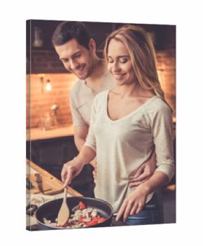 Beautiful couple cooking