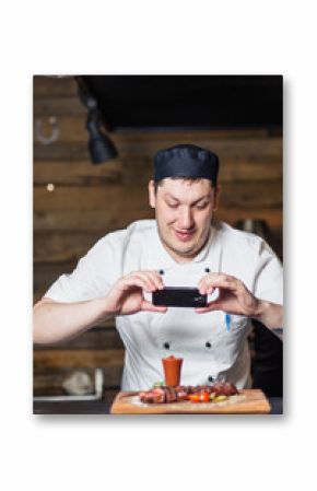 chef shoot of food on smartphone