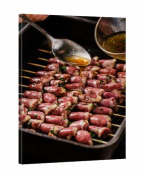 Kebab from chiken hearts