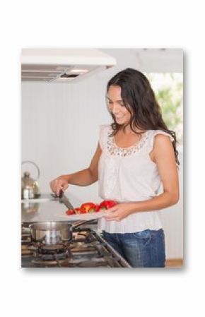 Beautiful brunette cooking