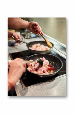 Couple cooking together